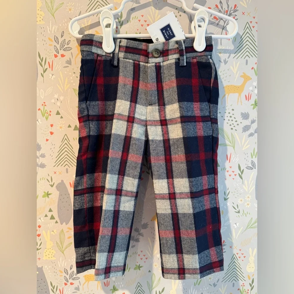 BNWT Janie and Jack Plaid Adjustable Waist Dress Pants 12-18 Months - Picture 2 of 7